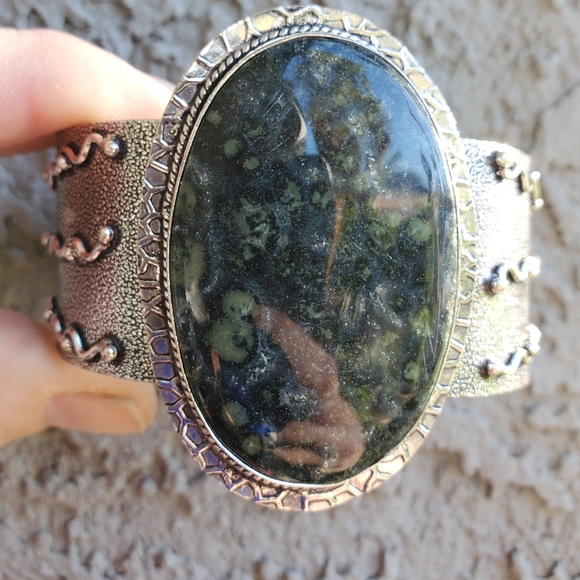New Kambaba Jasper 925 Silver Cuff Bracelet. - Picture 12 of 15